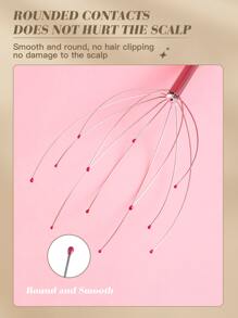 1pc Head Massage Tool,School,Back To School,Travel,Travel Essentials,Home Essentials,Spa,Massage Tool,Massage,Massager,Spa - Pink - View 6