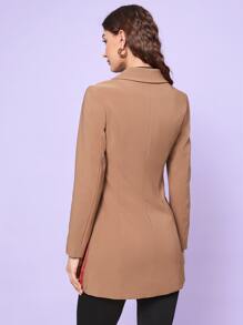 Château du Pearl Áo khoác  âu phục nữ Nút Khối Màu Thanh lịch - Lạc đà - Xem 2