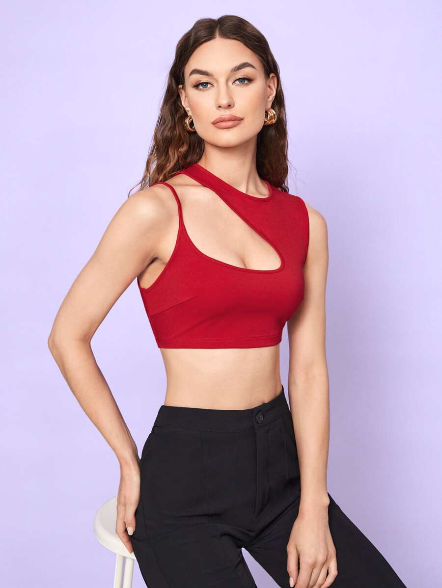 NAHAL SHAD 素色鏤空短款上衣