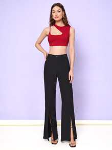 NAHAL SHAD 素色鏤空短款上衣