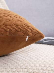 素色壓花靠墊套不附帶墊芯 - 咖啡棕 - 查看 3