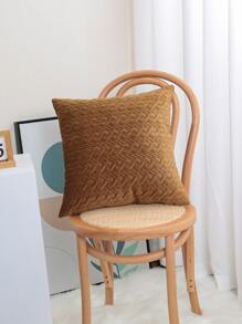 素色壓花靠墊套不附帶墊芯 - 咖啡棕 - 查看 4