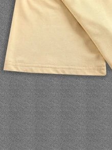 ROMWE MEN Hombres Camiseta con estampado de slogan - Caqui - Ver 3