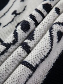 Manfinity 男士卡通圖案拼接邊小高領套頭毛衣 - 彩色 - 查看 5