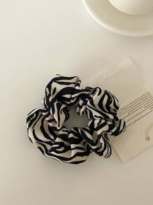 Zebra Striped Print Scrunchie Casual,Animal Print Hair Ties Ponytail Holders Hair Elastics Hair Rubber Bands Scrunchies Hair Rope Elastic Hair Tie, Hair Bobbles Hair Accessories Head Accessories - Black and White - View 4