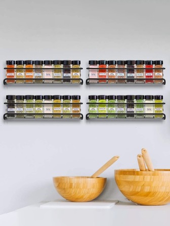 1/2/4pcs Set Simple Solid Color Spice Jars Kitchen Storage Rack