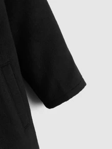 SHEIN 小男童開門襟連帽花呢外套 - 黑色 - 查看 4