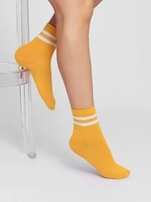 5pairs Striped Pattern Crew Socks - Multicolor - View 2