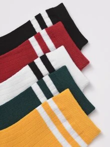 5pairs Striped Pattern Crew Socks - Multicolor - View 3