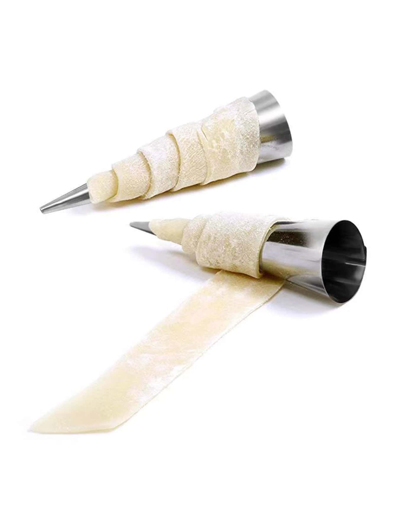 5 Pcs Stainless Steel Cannoli Forms Tube,Non-Stick Pastry Croissant Roll Mold Large Size Cone Shaped Baking Mold Cream Horn Mold Pastry Baking Cones