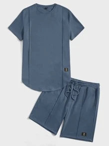 Manfinity VCAY Bộ hai mảnh Nam Dây kéo Đắp vá Túi Lá thư Giải trí - Màu xanh bụi bặm - Xem 4