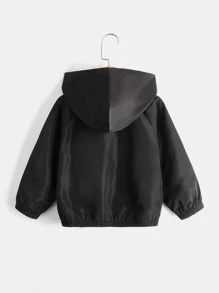 SHEIN Toddler Boy Jackets Dây kéo Slogan Giải trí - màu đen - Xem 2