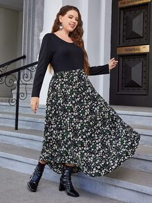 Mulvari Plus 1pc Ditsy Floral Print Dress - Multicolor - View 5