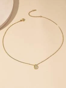 Aboocag 1 Stainless Steel Teardrop Cat's Eye Necklace - Yellow Gold - View 2