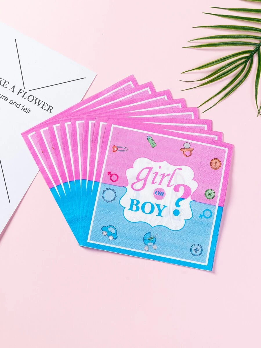 20pcs Gender Reveal Party Disposable Napkin - Multicolor - View 1
