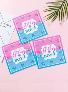 20pcs Gender Reveal Party Disposable Napkin - Multicolor - View 3