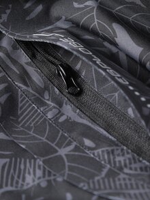Manfinity Men 1pc Tropical & Letter Graphic Zipper Hooded Jacket - Black - View 6