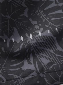 Manfinity Men 1pc Tropical & Letter Graphic Zipper Hooded Jacket - Black - View 7