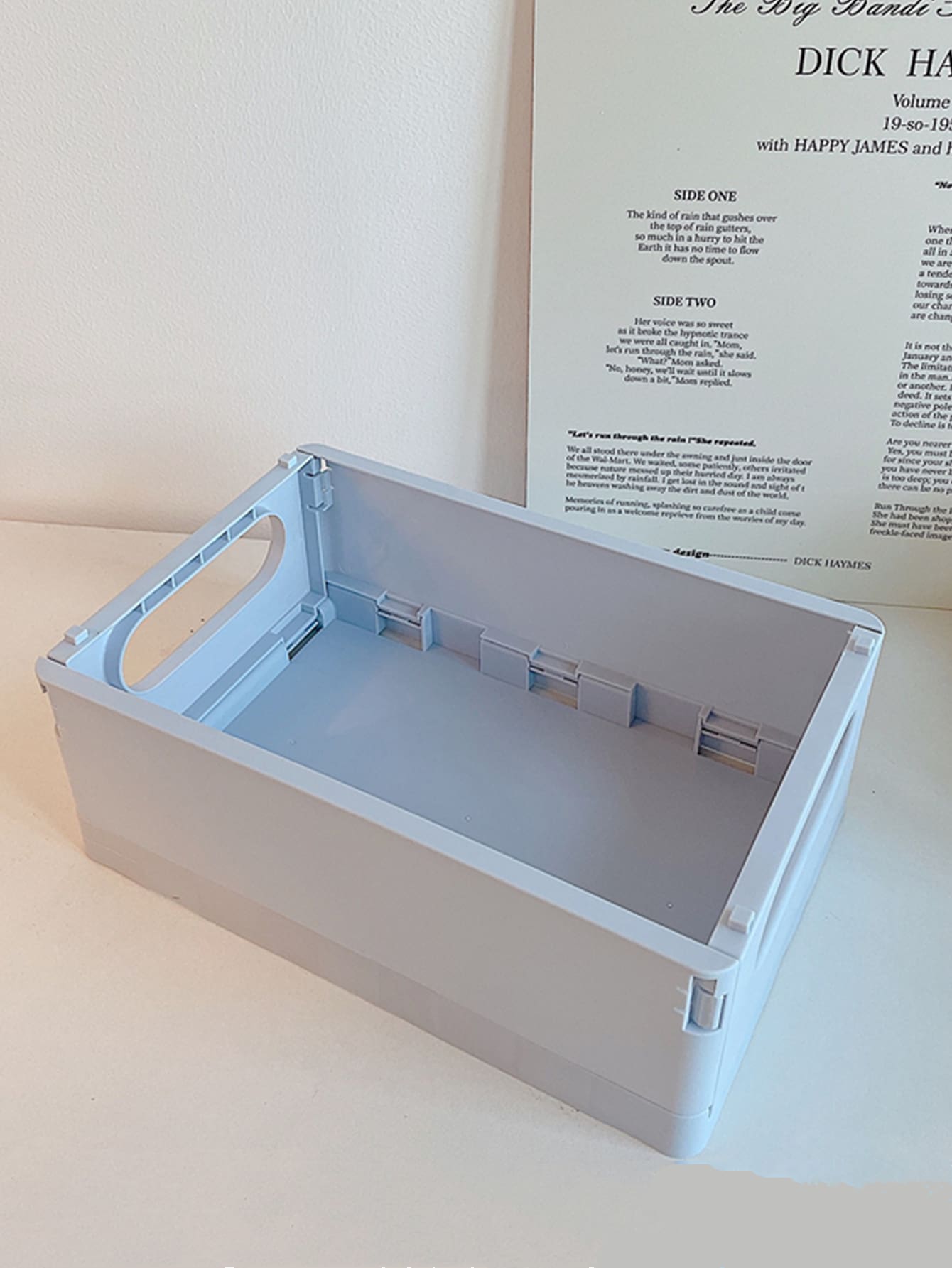 1 pieza Caja de almacenamiento liso plegable de escritorio - Celeste - Ver 1