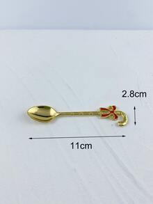 6入組聖誕蝴蝶結裝飾咖啡勺 - 金色 - 查看 3