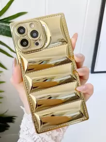 電鍍絎縫手機殼 - 金色 - 查看 1