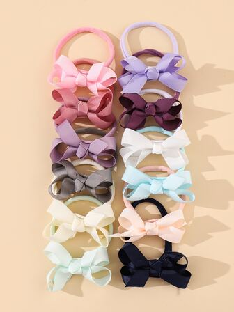 12入組嬰兒蝴蝶結裝飾髮帶