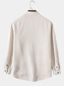 Manfinity 男士撞色燈芯絨襯衫不帶T恤 - 杏色 - 查看 2