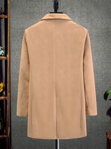 Manfinity 男士西裝領斜插口袋花呢外套 - 卡其色 - 查看 2