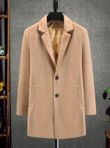 Manfinity 男士西裝領斜插口袋花呢外套 - 卡其色 - 查看 3