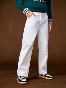 Manfinity Men Solid Slant Pocket Pants - White - View 7