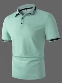 Manfinity Homme Men Striped Trim Polo Shirt