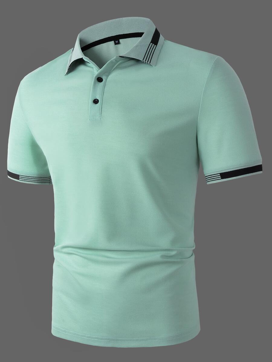 Manfinity Homme Men Striped Trim Polo Shirt