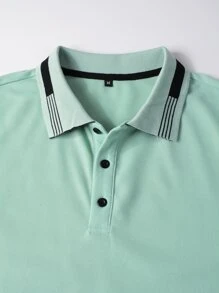 Manfinity Homme Men Striped Trim Polo Shirt