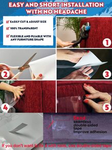 Transparent Vinyl Stickers For Dog And Cat Scratching Prevention On Furniture And Doors, S:5pcs, M:5pcs, L:1roll, Xl:1roll - Clear - View 4