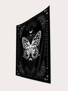 Butterfly Pattern Tapestry - Black and White - View 3