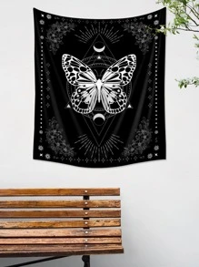 Butterfly Pattern Tapestry - Black and White - View 4