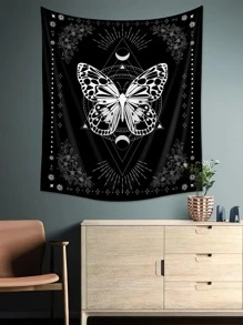 Butterfly Pattern Tapestry - Black and White - View 6