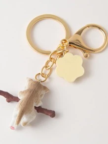 Cute Cat-shaped Keychain Pendant - Multicolor - View 3