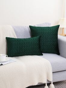素色壓花靠墊套不附帶墊芯 - 墨綠色 - 查看 1