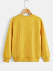 SHEIN Boys Cartoon & Letter Graphic Pullover - Yellow - View 2