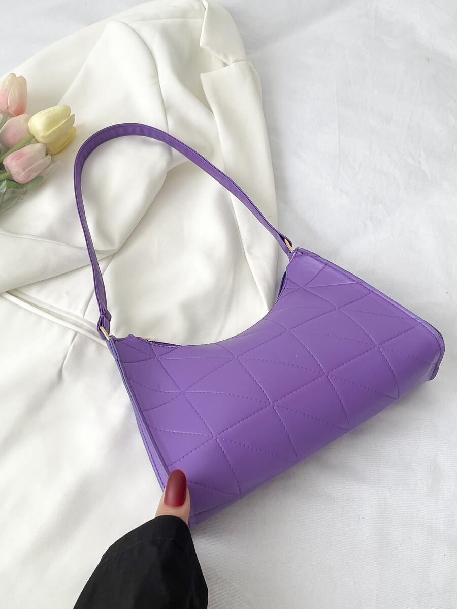 針腳細節法棍包 - 紫色 - 查看 1