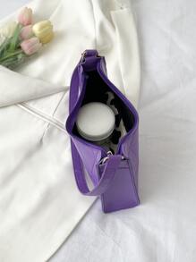 針腳細節法棍包 - 紫色 - 查看 4