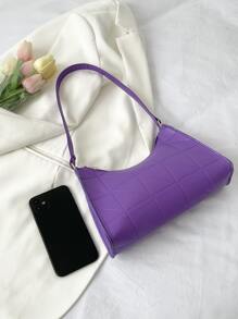 針腳細節法棍包 - 紫色 - 查看 5