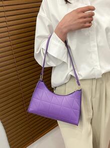 針腳細節法棍包 - 紫色 - 查看 6