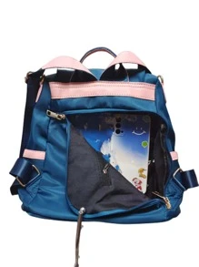 Rucsac matlasat impermeabil, cu buzunare multiple, brodat, antifurt, ușor, casual la modă, rucsac pentru școală, portofel elegant și ușor, portabil, geantă de voiaj pentru femei cu pandantiv cu pompon, geantă de voiaj pentru umăr din nailon pentru femei, geantă organizatoare pentru mămici, potrivită pentru femei care fac cumpărături, elevi de școală primară, gimnaziu, boboci și doi ani de facultate, absolvenți noi și lucrători la birou, perfectă pentru școală, serviciu, naveta, activități în aer liber, călătorii, drumeții - Albastru - Vizualizare 5