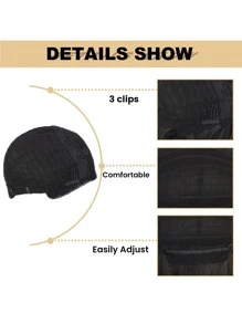 Tóc giả tổng hợp ngắn thẳng phía trước bằng ren - màu đen - Xem 7