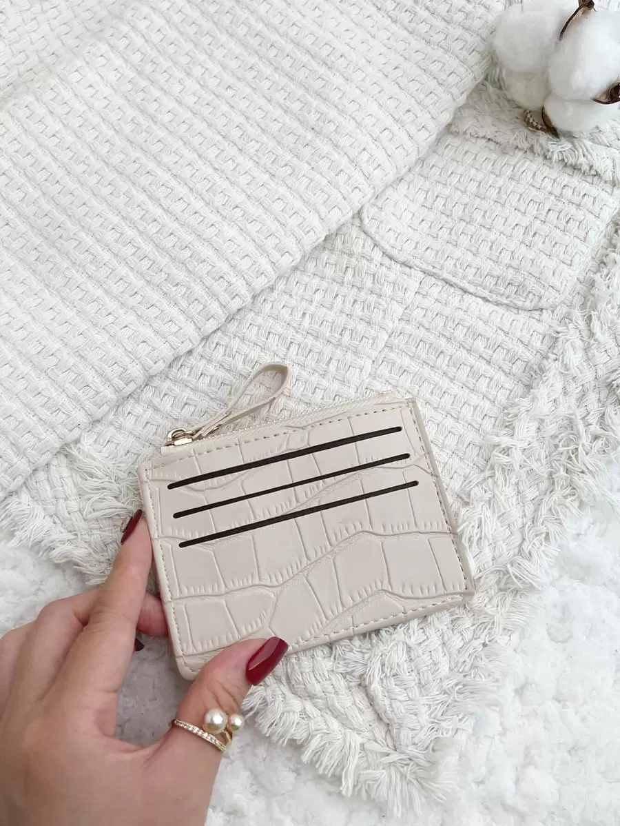 石纹鳄鱼印花 PU 便携式拉链超薄马利斯特小号 6 卡包多卡钱包时尚男士短款钱包简约日常使用学校用品教师礼物返校卡夹钱包名片夹信用卡夹女士迷你钱包卡包