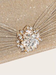 Women's Rhinestone Bow Decorated Evening Bag, Clutch Handbag For Party, Prom, Wedding - Gold - View 8