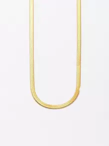 1入組素色極簡項鍊,不銹鋼首飾類 - 金黃色 - 查看 5