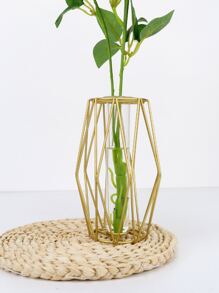 1pc Iron Flower Vase,Home Decor,Flower Vase,Centerpiece,Table Decor Gifts Birthday Graduation Room Decor Glass Vase - Gold - View 2